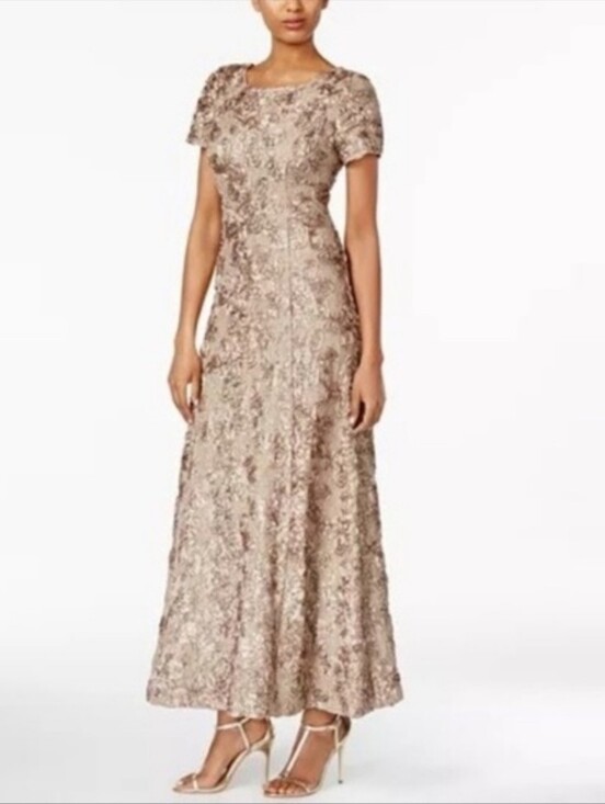 Alex Evenings Dresses & Skirts - Alex Evenings Sequined Floral Lace Ribbon Rosette Dress size 10